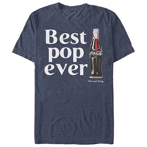 Men&#039;s Coca Cola Best Pop Ever Bottle Navy Blue 프린트 티셔츠 - Large
